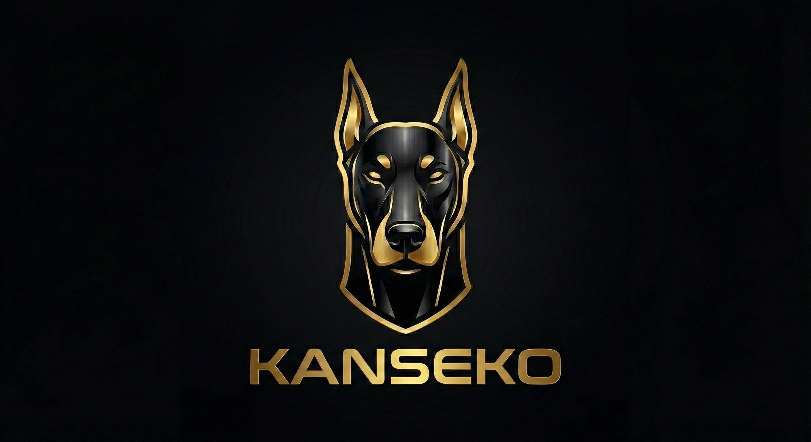 Kanseko black and gold Doberman logo
